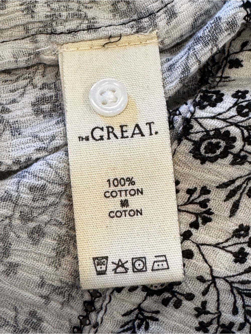 THE GREAT. Floral Tie Shoulder Cotton Smocked Peplum Tank Top Size 1 Small - Picture 6 of 11